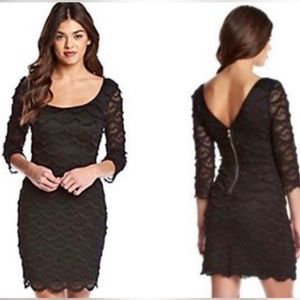 Guess Kira Coctail Scalloped Lace Bodycon Zip Back Cocktail Dress Black 12